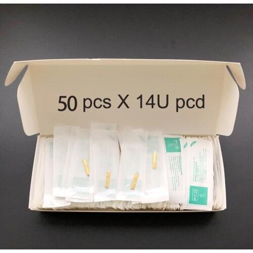 50pcs U-shaped Needle 12/14/18/19 Needle Permanent Tattoo Eyebrow Blade Embroidery Manual Makeup Eyebrow Tool Silver Packaging