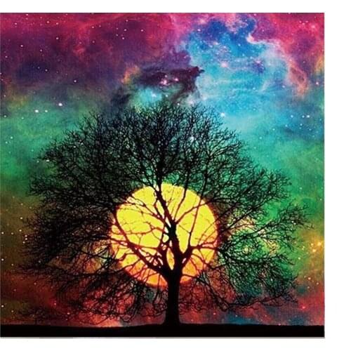 5D Diamond Painting Moon Tree Landscape Round Diamond Embroidery Mosaic Home Decoration Pattern DIY Handmade New Year Gift