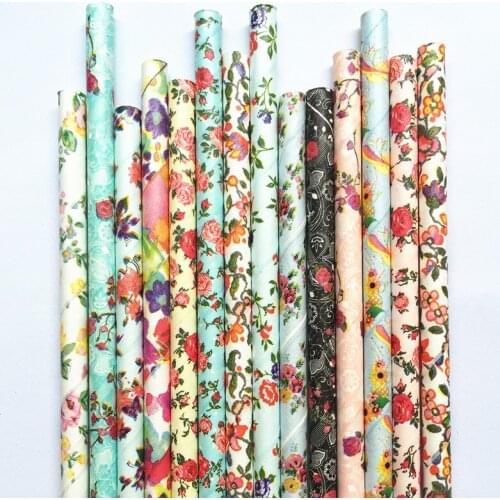Free DHL Shipping Paper Straws Flower Drinking Paper Straws Stripe Paper Straws 12 Colors MIX 1200pcs
