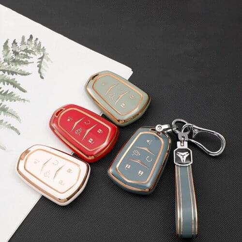 TPU Car Key Case Cover For Cadillac ATS-L XTS XT5 CTS CT6 Car Key Cover ATS 28T SRX Escalade 2015 Car Styling Key Ring