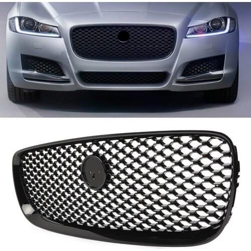 Gloss Black Car Front Radiator Upper Grille Mesh Grill ABS Exterior Moulding for Jaguar XF XFR X260 2016 2017 2018 2019 2020