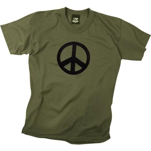 Peace Sign T-Shirt Olive Drab Rothco 60057 custom printed tshirt hip hop funny tee mens tee shirts Cheap wholesale tees