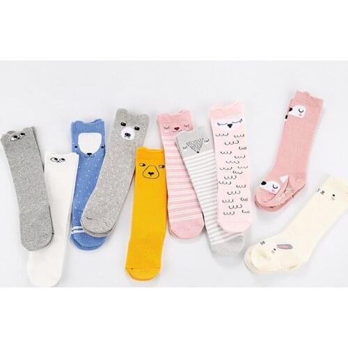 Newborn long tube socks Warm back Cotton cute animal design Baby knee pads Boy girl Non-slip floor boots infant Beautiful legs