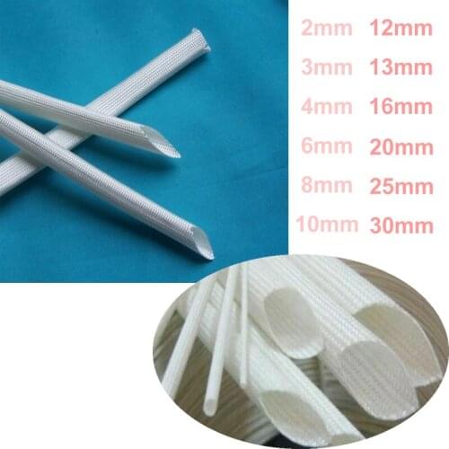 ID 2mm-30mm 200 Deg.C Fiberglass Tube Silicone Resin Braided Wire Sleeve Flame Resistant Fiber Glass Insulate Cable Pipe Protect