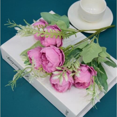 Fake Peony Rose Rose Vine Artificial Flower Wreath Vintage Eucalyptus Hanging Wedding Arch Party Decoration