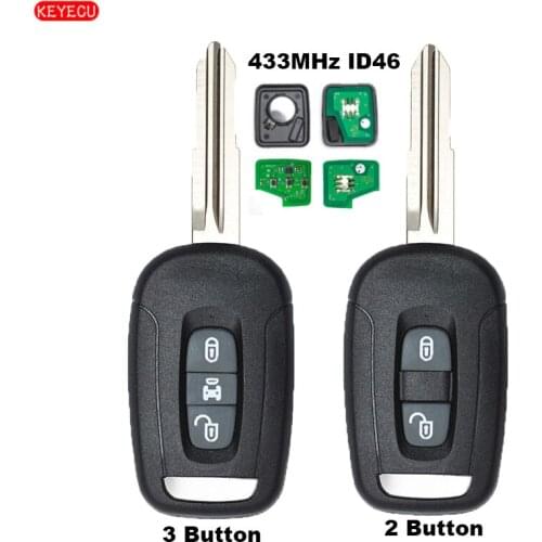 KEYECU Remote Key Fob 2 Button / 3 Button 433MHz ID46 Chip for Chevrolet Captiva 2008-2013