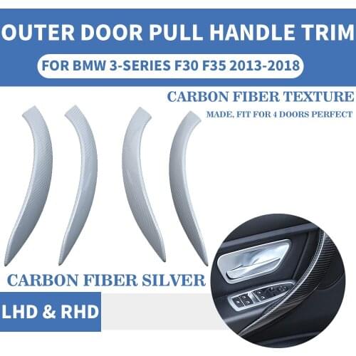 LHD RHD Carbon Fiber Silver Car Interior Inner Door Pull Handle Outer Front Rear Protect For BMW F30 F80 F31 F32 F33 F35 13-18