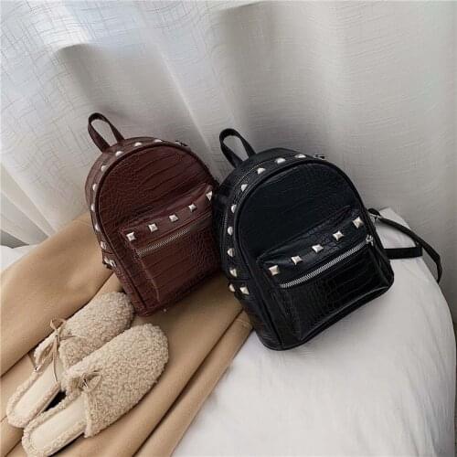 Backpack For Women PU Leather Mini Backpacks Feminine Stone Pattern Multifunction Backpacks For Girls College Style Bag Daypack