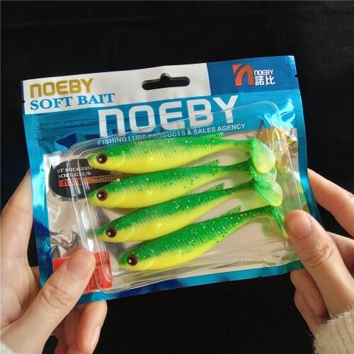 Noeby 24pcs 10cm 8g shad lure T-tail soft plastic lure for fishing bass pike suitable silicone souple leurre T-TAIL MINNOW