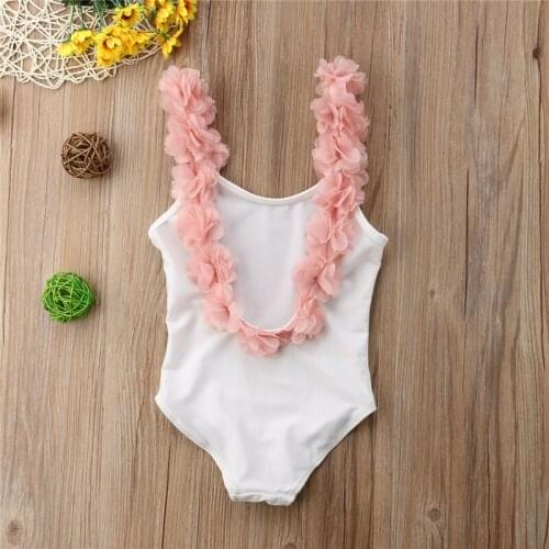 2019 New European style Sweet Toddler Baby Girl Kids Floral Backless Swimsuit Swimwear Bathing Suit Beachwear 2T-7T