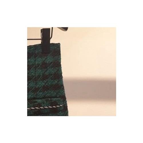 2020 Autumn and Winter New Contrast Pocket Check Woolen High-waisted Skirt