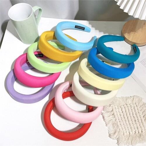 Fashion Plain Velvet Padded Headbands Ladies Candy Color Thick Wide Sponge Hairbands For Women Girls Hair Hoop Bezel Accessories