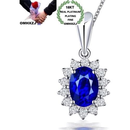 OMHXZJ Wholesale CA453 European Fashion Hot Fine Woman Party Birthday Wedding Gift Shiny Oval AAA Zircon 24KT Gold Pendant Charm