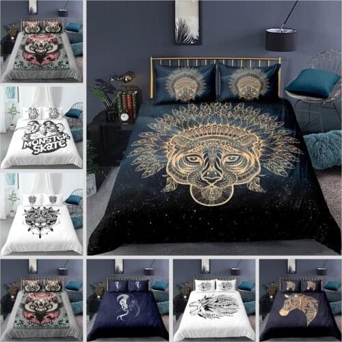 3D Animal Printed Duvet Cover for Girls Boys Black Bedding Set Kids Teen Lightweight Microfiber Bed Cover