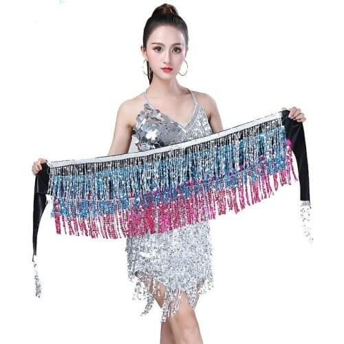 Bellydance Belt Clothes Indian Dance Belt Waist Chain Belly Dance Hip Scarf Women Girl Dance Hip Sequins Tassel Scarf