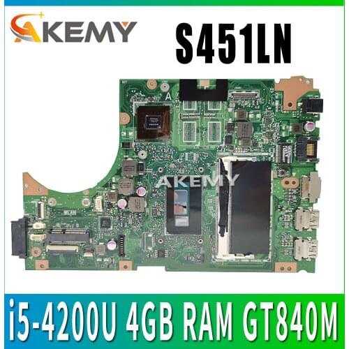 S451LN Motherboard for ASUS S451 S451L V451 V451L S451LN S451LB laptop Motherboard Mainboard test 100% i5-4200U 4GB RAM GT840M
