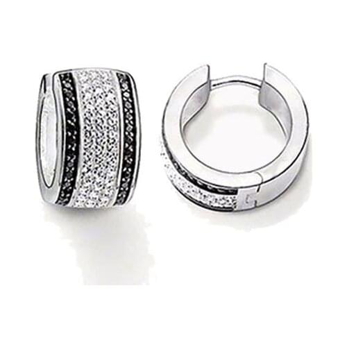 Pave Creole Hinged Hoop Earrings Europe Style Good Jewerly For Women Gift In 925 Sterling Silver Super Deals Wholesale