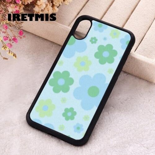 Iretmis 5 5S SE Phone Cover Case for iPhone 6 6S 7 8 Plus X Xs XR 11 12 Mini Pro Max Rubber Silicone Flowery Flower Power Green