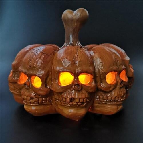 Halloween Luminous Pumpkin Lantern-Skeleton Lantern-Ghost Lamp Luminous Resin Skull Pumpkin Lantern Halloween Decoration Gift