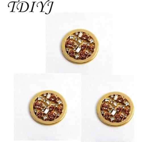 TDIYJ Top Selling Gold 33mm Full Crystal Disc Coin Pendant for Stainless Steel Coin Holder 1pcs/lot