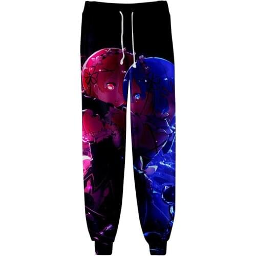 Re Zero 3D Printed Sweatpants Anime Rem and Ram Joggers Pants Fashion Harajuku Track Pants Loose Streetwear Men/Women Trousers