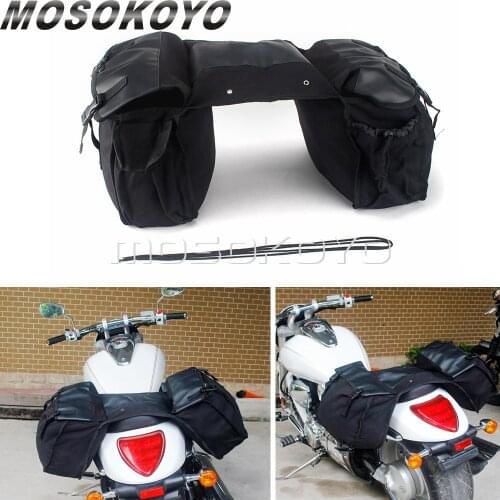 Universal Motorcycle Saddle Bags For 1977 Kawasaki 1000/1983 XL600r Sportster DR 650 Canvas Leather Side Tool Bag Luggage Black