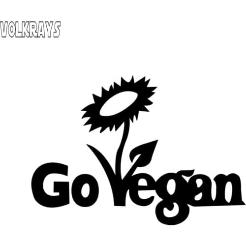 Volkrays Creative Car Sticker Beautiful Go Vegan Accessories Reflective Waterproof Sunscreen Vinyl Decal Black/Silver,10cm*14cm