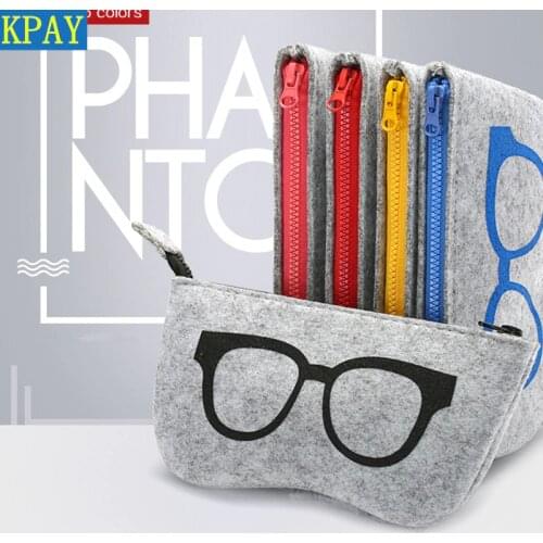 Felt Zipper Case Pouch Bag Box Eye Glasses Sunglasses Storage Protector Eyewear Accessories Fun pattern sunglasses storage bag