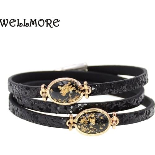 WELLMORE women bracelets 3 Layers leather bracelets charm bracelets for women jewelry wholesale drop shipping