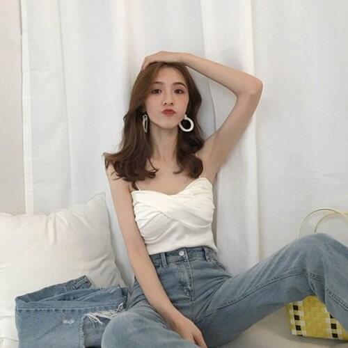 Summer Cotton Womens Sweater Strapless Sleeveless Pullover Knitted Halter Backless Slim Solid Fashion Sexy Sweater