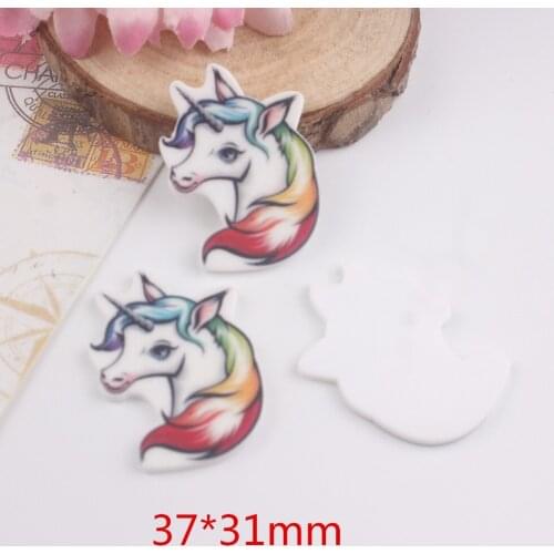 10pcs/lot DIY planar resin unicorn head with colorful color resin cabochons accessories