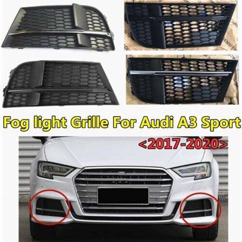 2pcs Modified Car Front Lower Bumper Frame Fog Light Grille For Audi A3 S3 Sport FogLamp Grills 2017 2018 2019 2020 8V3807682