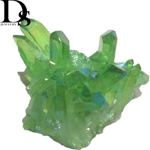 200-230g Green Angel Aura Quartz Cluster Raw Mineral Specimens Healing Crystal Stone Lemurian Seed Home Decoration