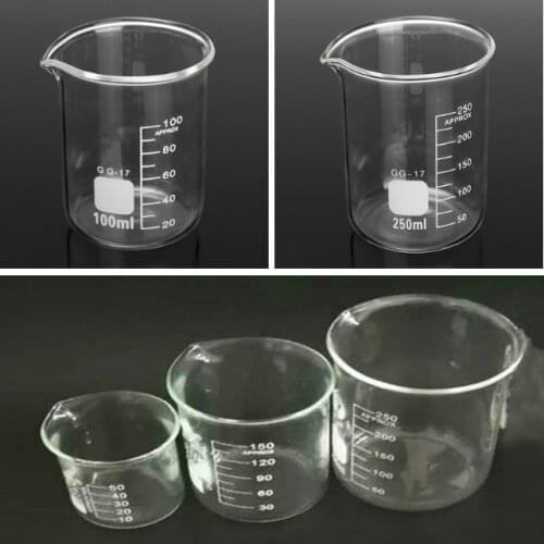 3PCS Borosilicate Small Type Glass Graduated Beakers 50ml 100ml and 250ml Each one