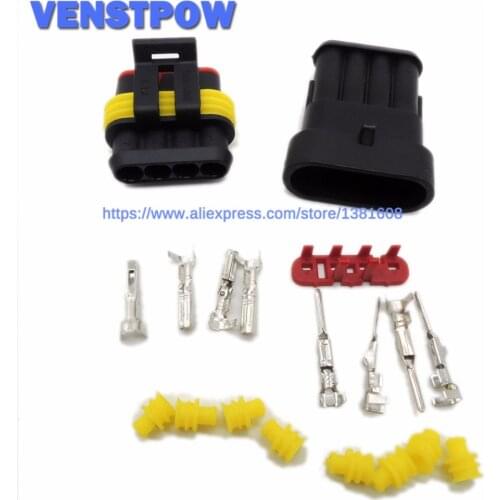5 sets 1.5 Kit 4 pin Way Female Male Super seal Waterproof Electrical Wire Connector Automotive Plug