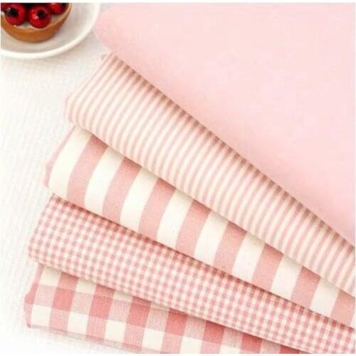 50*150cm Pink Series Pure Cotton Fabric Plaid Striped Countryside Bed Sheet Fabric Tablecloth Pillow Sofa Picnic Fabric