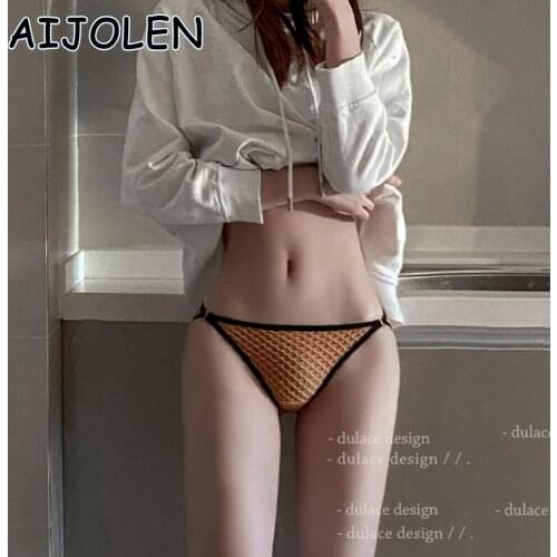 AIJOLEN Cotton Womens Panties Low Waist Seamless Underwear Water Ripple Sexy Thong Underpants for Women Solid Color Briefs