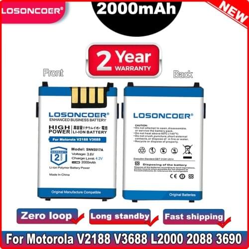 V998 SNN5517A 2000mAh Battery For Motorola V2188 V3688 L2000 2088 3690 3620 P7789 8160 T189 V50 V998 L708WINGS V998+ Battery