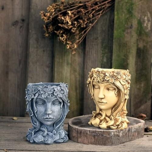 American resin succulents goddess flower pots creative imitation character flower pots home decoration goddess resin crafts