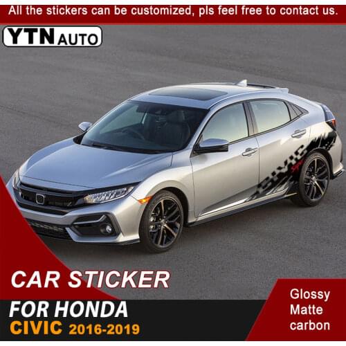 Car Decal For Honda Civic 2016 2017 2018 2019 Side Body Super Civic Letter Styling Graphic Vinyl Cool Sticker Car Accessories