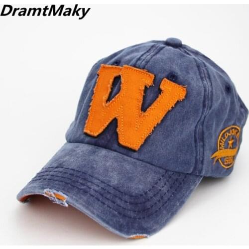 2018 Cotton Embroidery Letter W Baseball Cap Snapback Caps Bone casquette Hat Distressed Wearing Fitted Hat For Men Custom Hats