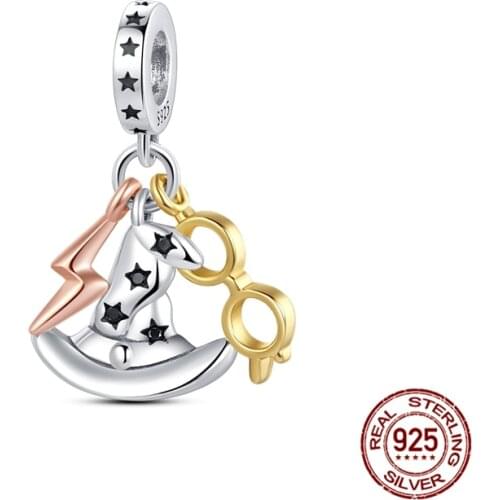 100% 925 Sterling Silver Hat Lightning Eyes Dangle Beads Fit Original Pandora Charms Bracelets DIY Women Jewelry 2021 New