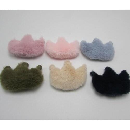 6cm 20pcs/lot Childrens hair Clip Accessories DIY Handmade Furry Felt Crown Padded Applique for Headwear Decoration