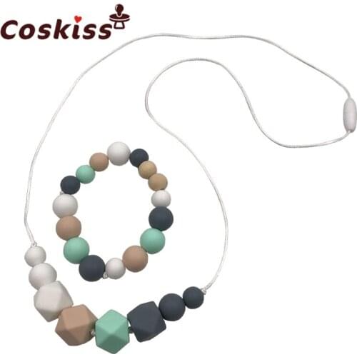 Baby Teething Necklace for Mom, Silicone Teething Necklace, BPA Free Bracelet