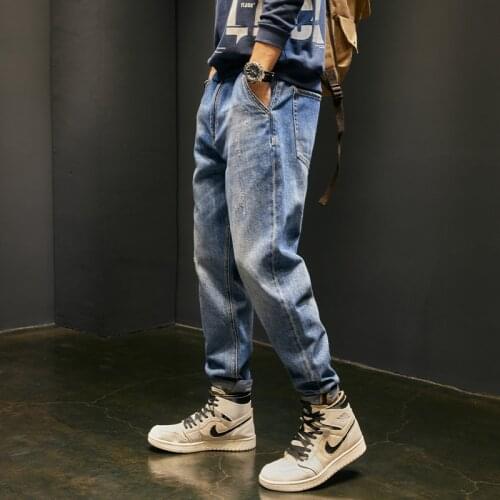 Autumn Newly Korean Fashion Men Jeans Retro Blue Casual Taper Denim Pants American Streetwear Vintage Designer Harem Jeans Men