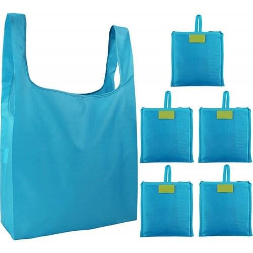 Eco Shopping Bag Fashion Solid Color Foldable Reusable Tote Folding Pouch Convenient Large-capacity Storage Bags