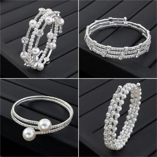 HI MAN Korean Shiny Three-Layer Handmade Pearl Zircon Bracelet Women Noble Temperament Anniversary Party Gift Jewelry