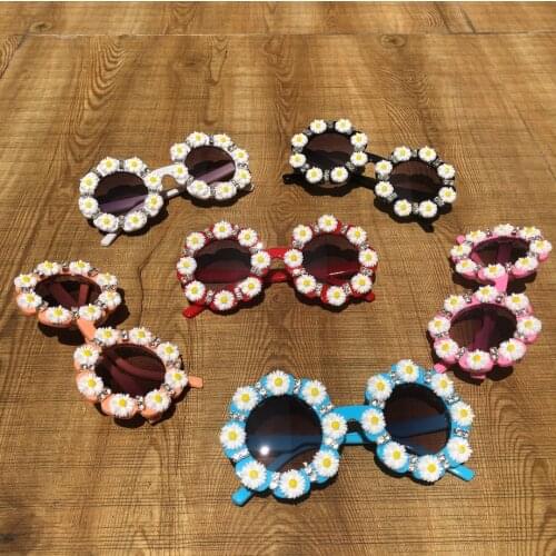 ZAOLIHU 2020 Baby Round Daisy Sunglasses 6 Colors 3-8 Years Kids Eyewear UV400 Smmer Cute Shades Flower Crystal Sun Glasses