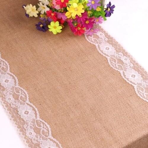 Lace Burlap Table Runner 10pcs/lot 30*180cm Wholesale Top Qualities Hessian Vintage Jute for Party Wedding Event Decoration