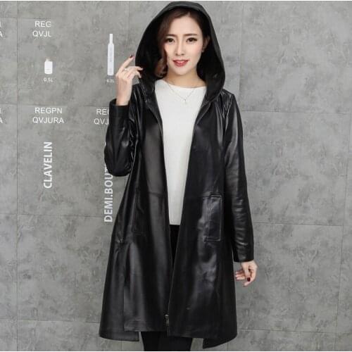 Genuine Sheepskin Leather Jackets Women Spring Autumn 2021 Hooded Coat Female Korean Simple Womens Coats Cuero Genuino Zjt1984